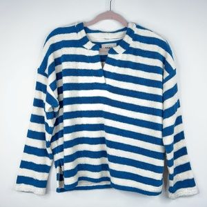 Madewell Blue White Stripe Loop Terry Notched Sweatshirt MWL New Size Small
